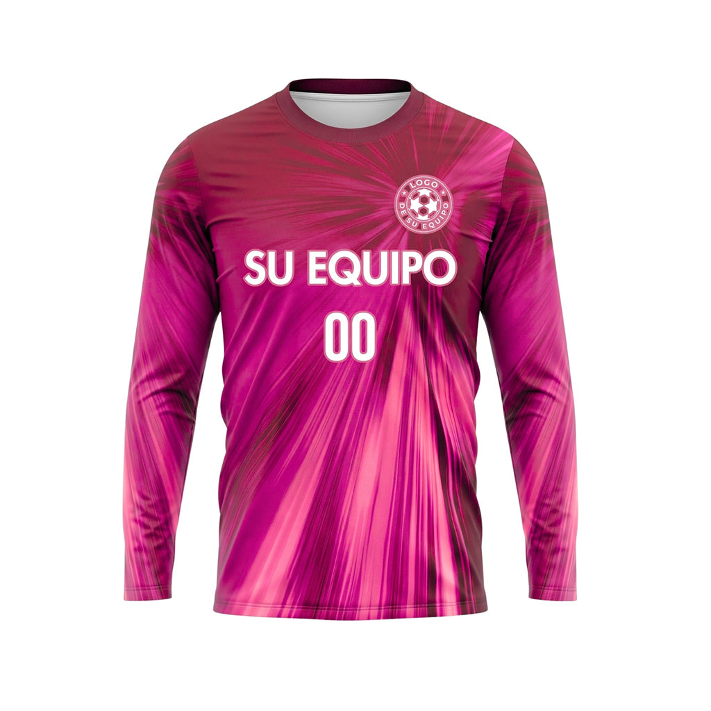 Rosa Magenta Degradado Radiante Camiseta de Fútbol Personalizada de Manga Larga