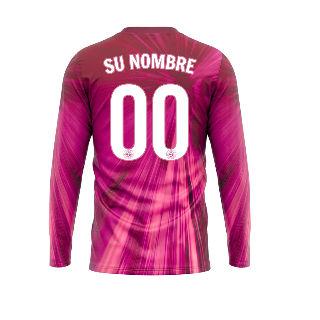 Rosa Magenta Degradado Radiante Camiseta de Fútbol Personalizada de Manga Larga