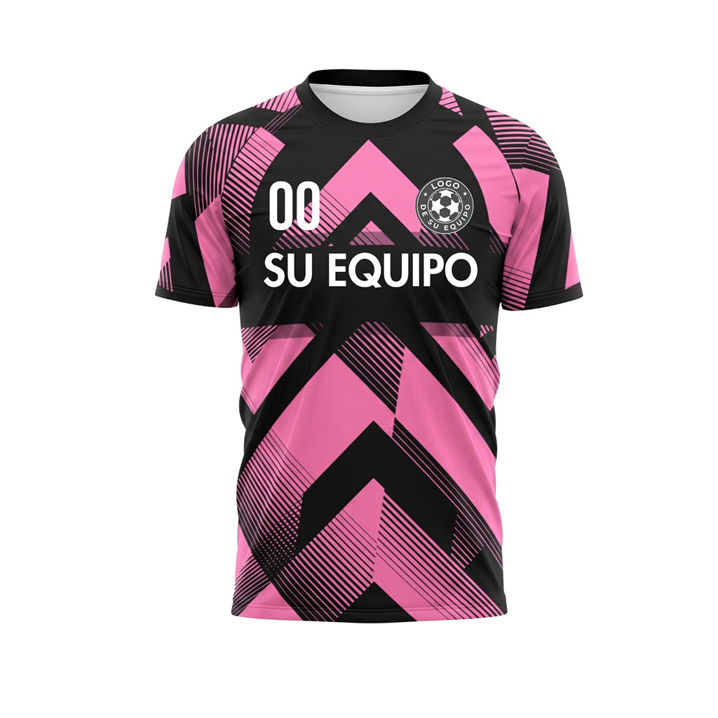 Rosa Negro Geométrico Motivo Flechas Camiseta de Fútbol Personalizada