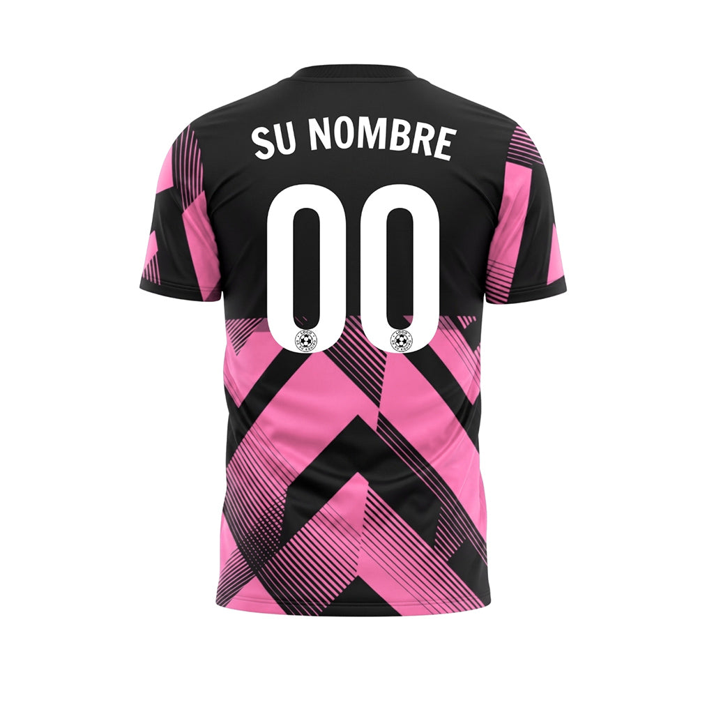 Rosa Negro Geométrico Motivo Flechas Camiseta de Fútbol Personalizada