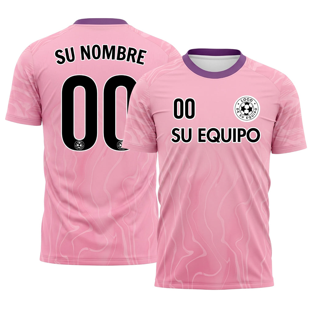 Rosa Violeta Oscuro Abstracto Olas Motivo Camiseta de Fútbol Personalizada