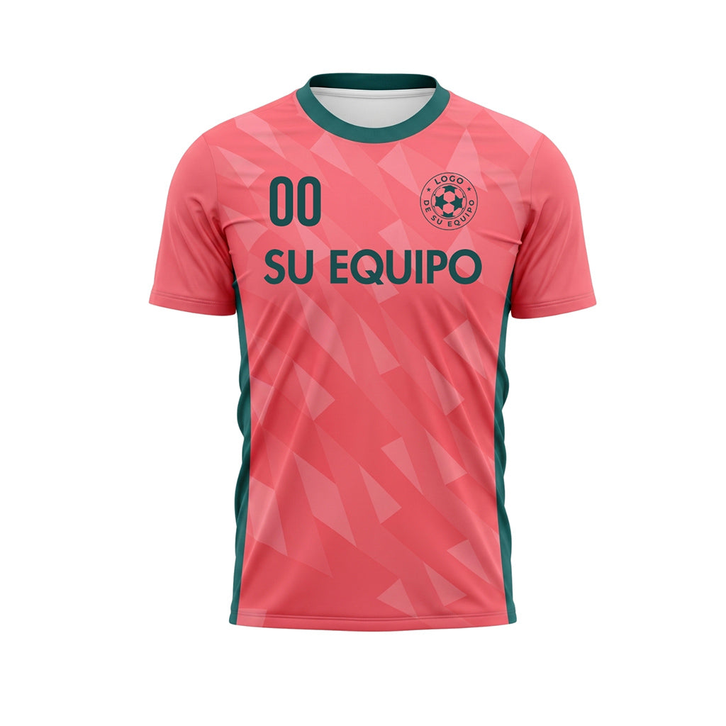 Rosa Verde Geométrico Motivo Triángulo Camiseta de Fútbol Personalizada