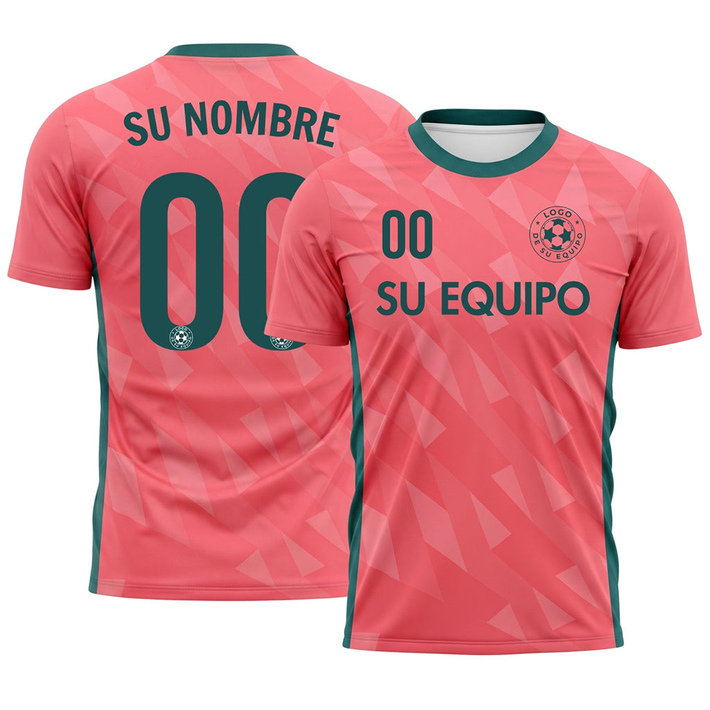 Rosa Verde Geométrico Motivo Triángulo Camiseta de Fútbol Personalizada