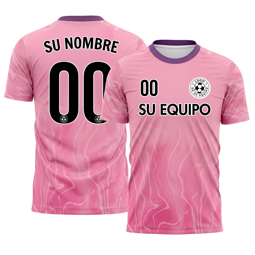 Rosa Violeta Abstracto Olas Motivo Camiseta de Fútbol Personalizada