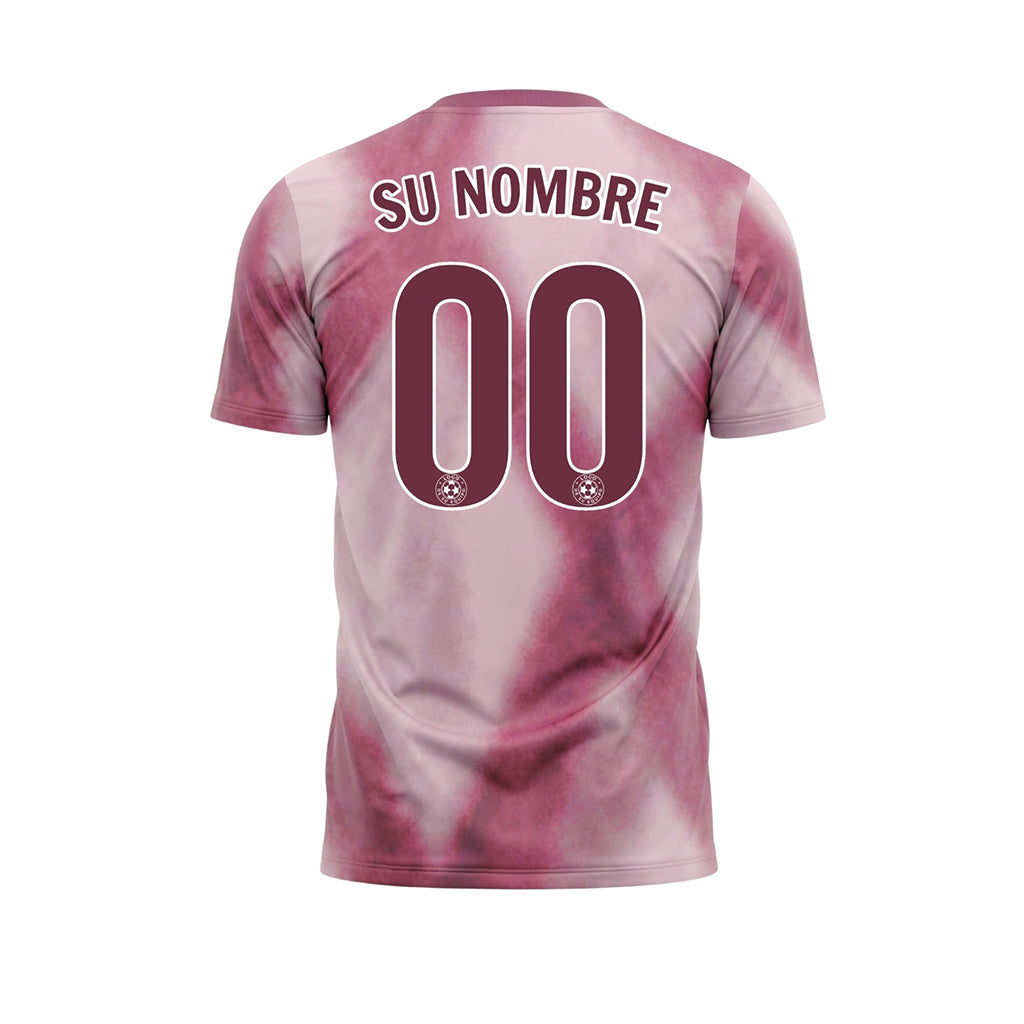 Rosa Rosa Tie Dye Motivo Rombo Camiseta Fútbol Personalizada