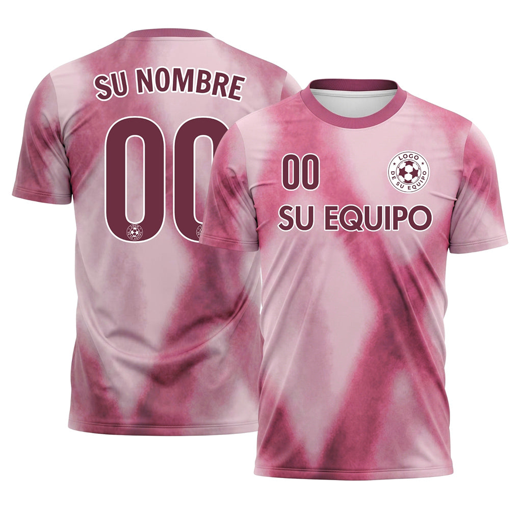Rosa Rosa Tie Dye Motivo Rombo Camiseta Fútbol Personalizada