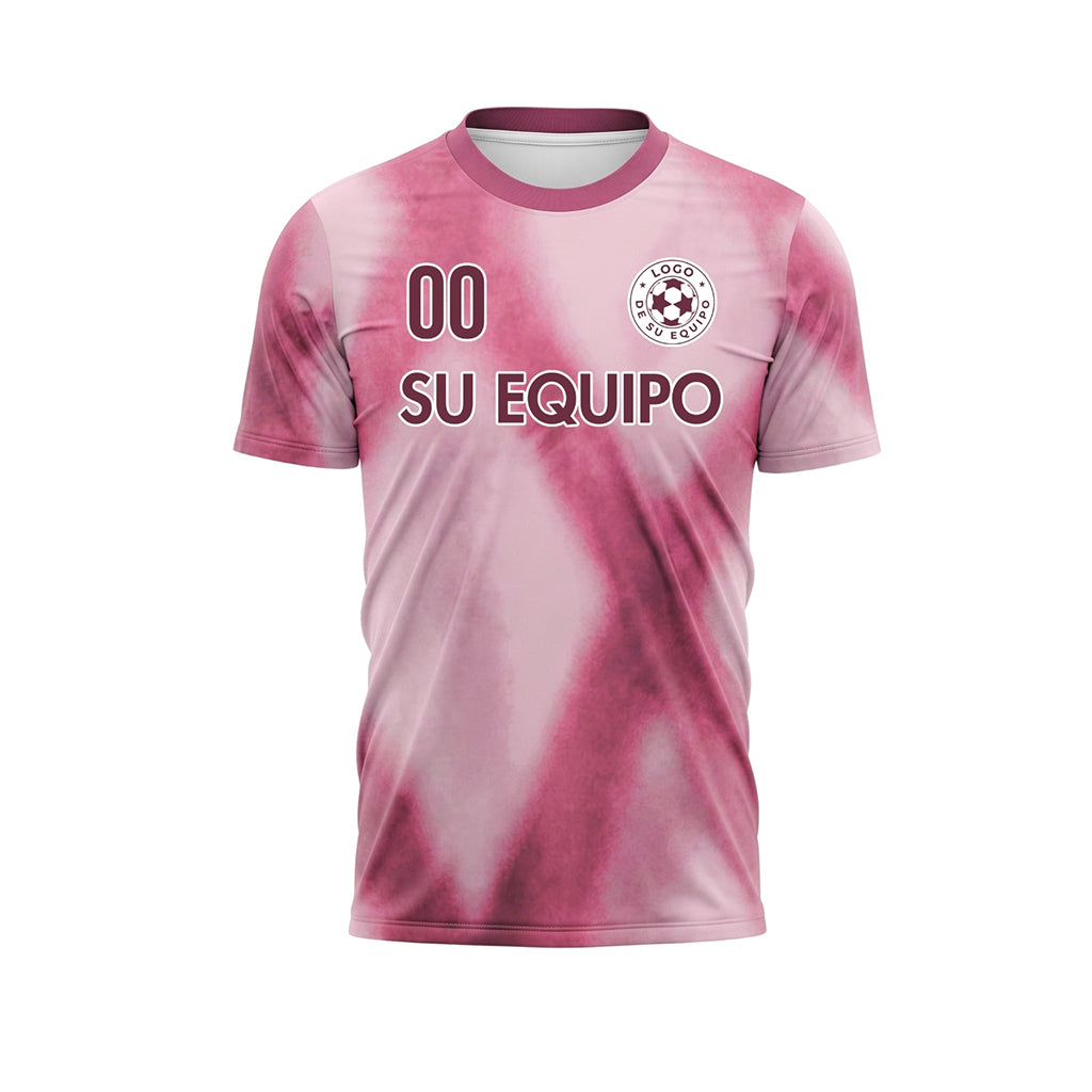 Rosa Rosa Tie Dye Motivo Rombo Camiseta Fútbol Personalizada