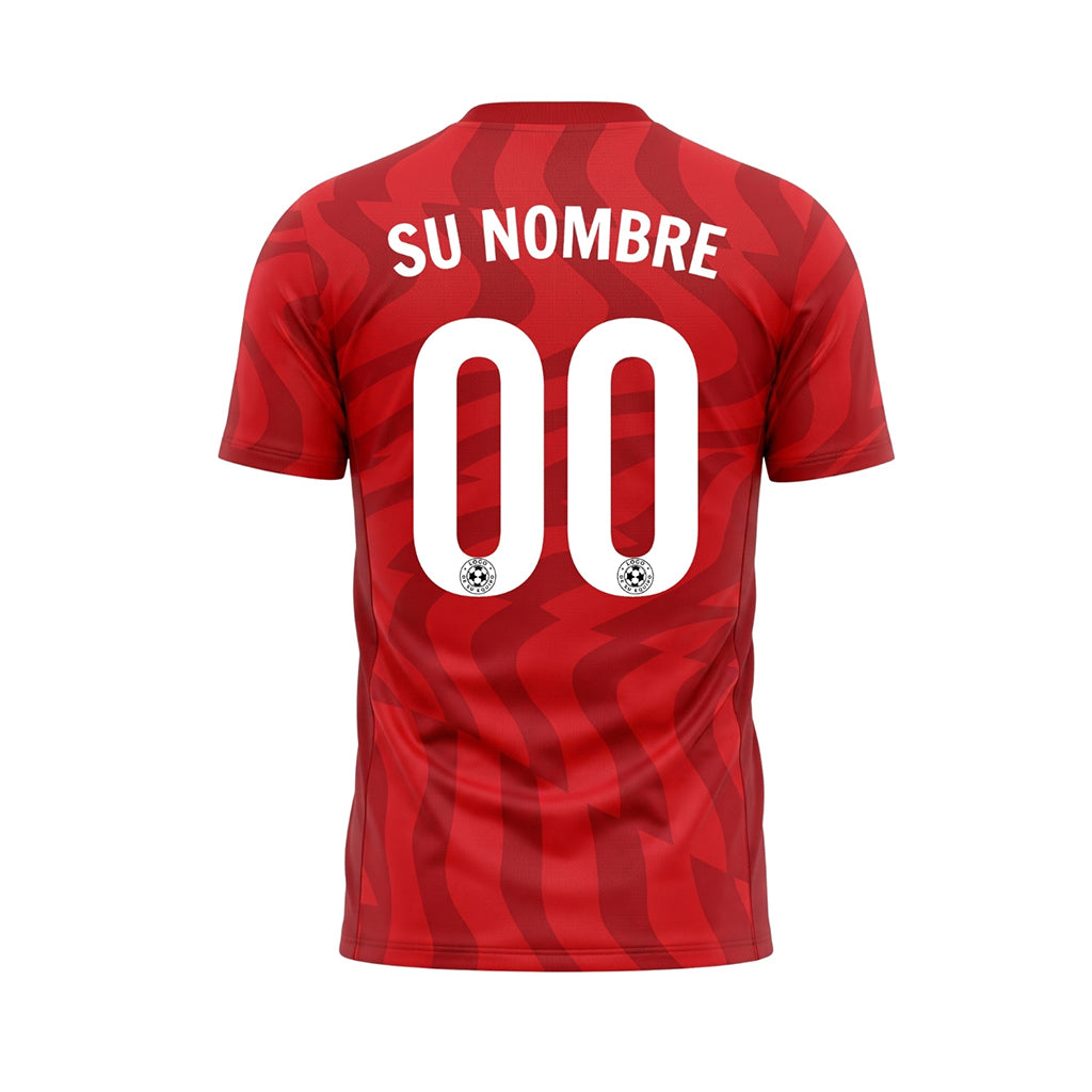 Rojo Abstracto Olas Motivo Camiseta de Fútbol Personalizada