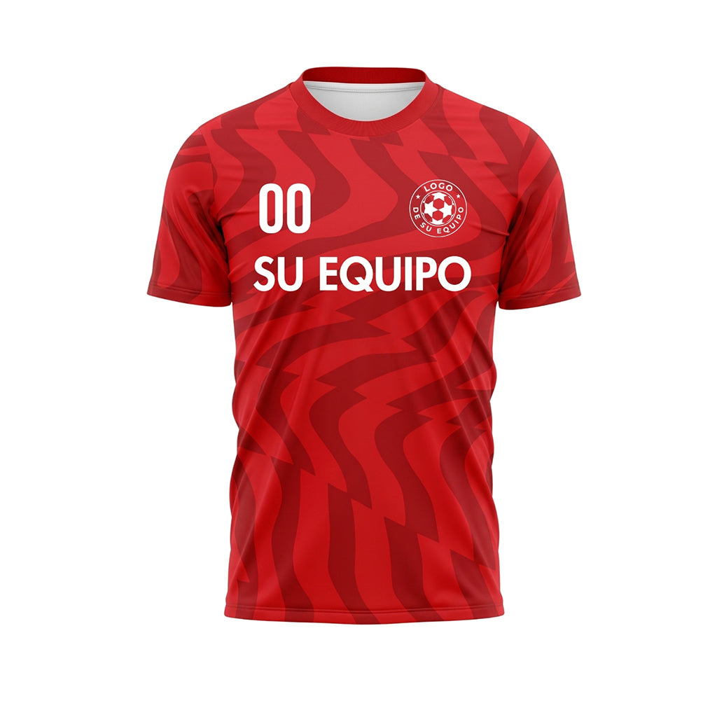 Rojo Abstracto Olas Motivo Camiseta de Fútbol Personalizada