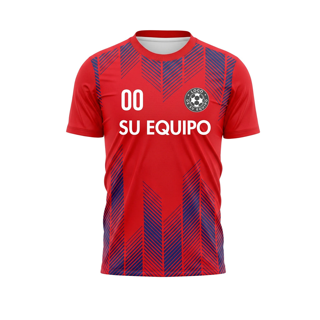 Rojo Azul Chevron Motivo Camiseta de Fútbol Personalizada