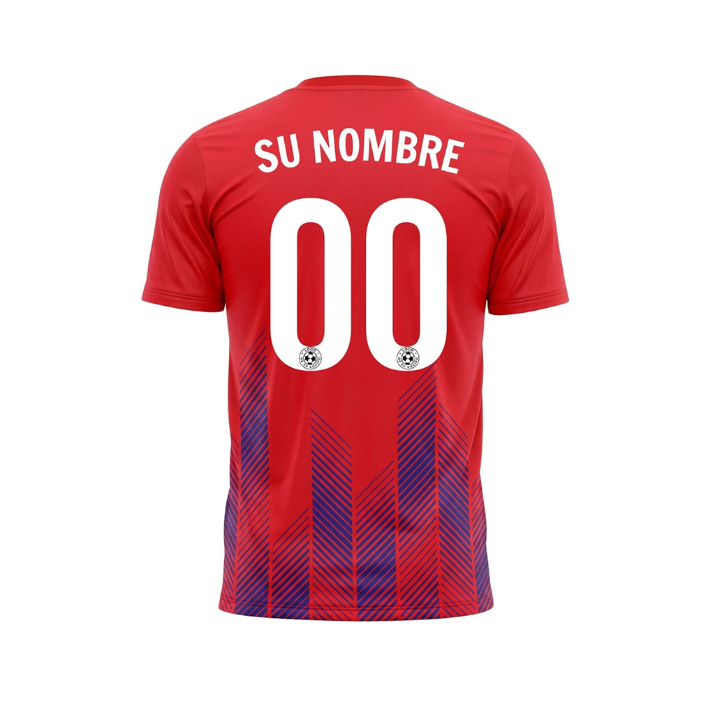 Rojo Azul Chevron Motivo Camiseta de Fútbol Personalizada