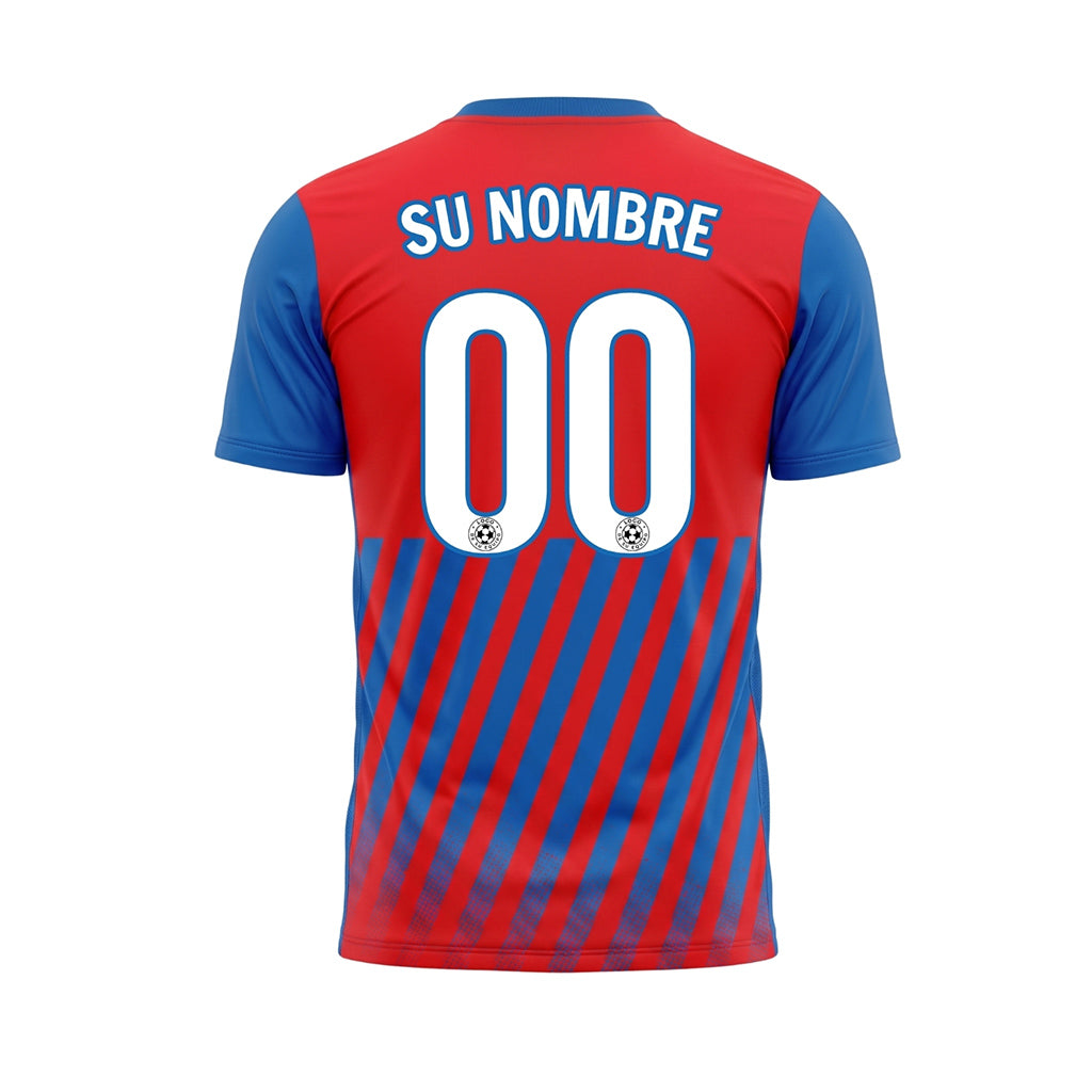 Rojo Azul Diagonales Rayas Camiseta de Fútbol Personalizada