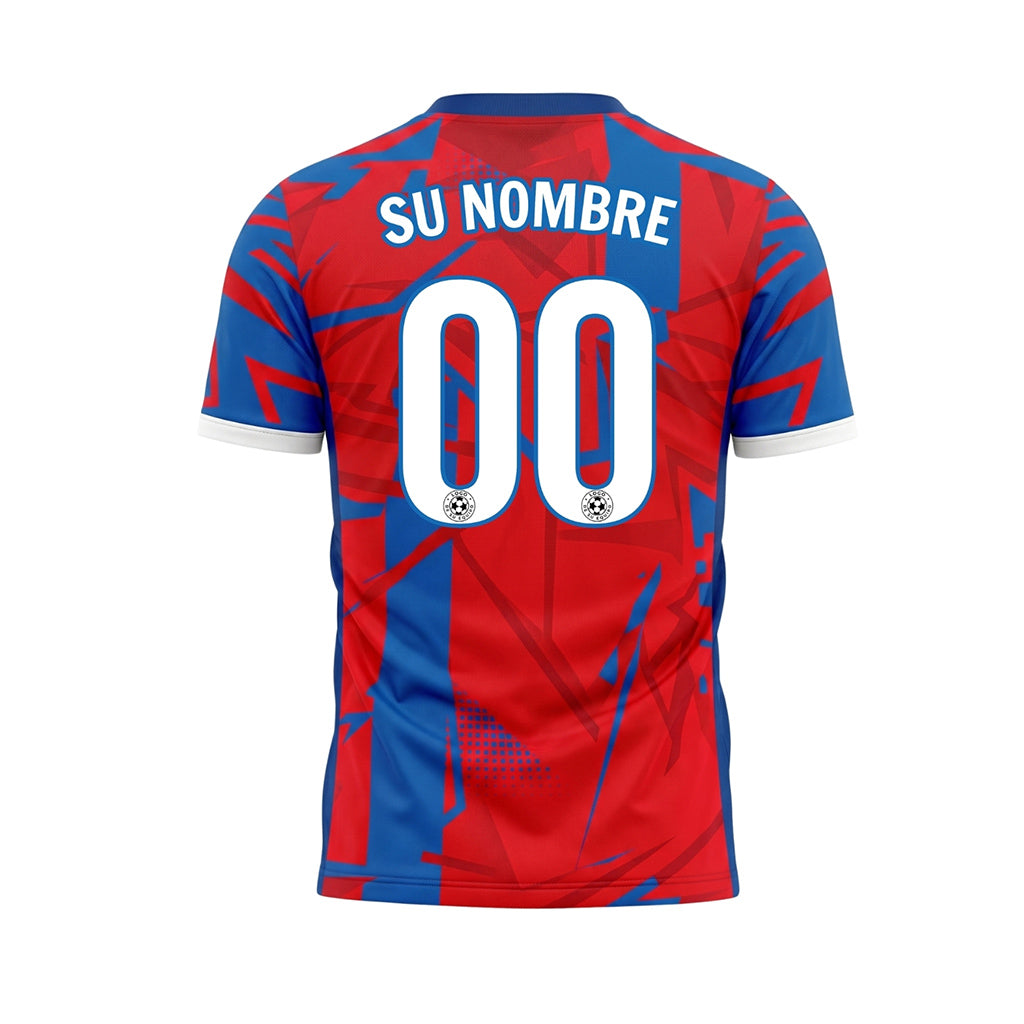 Rojo Azul Geométrico Motivo Camiseta de Fútbol Personalizada