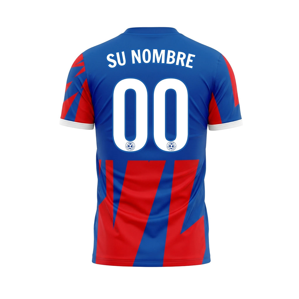 Rojo Azul Geométrico Efecto Roto Motivo Camiseta de Fútbol Personalizada