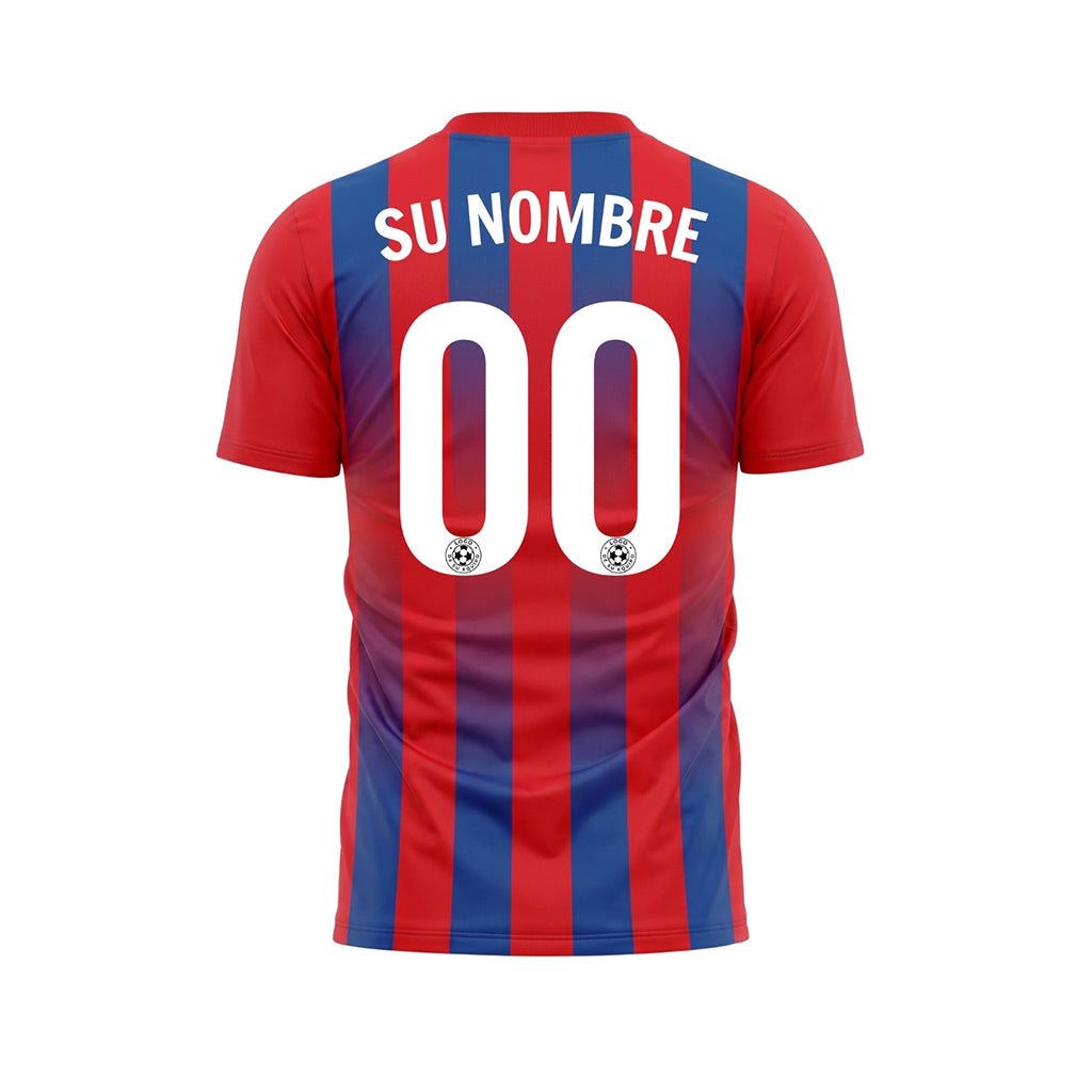 Rojo Azul Degradado Rayas Camiseta de Fútbol Personalizada