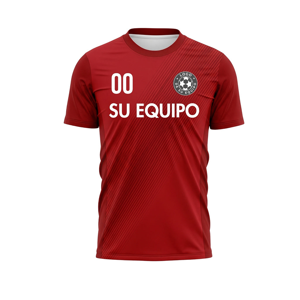 Rojo Diagonales Rayas Camiseta de Fútbol Personalizada