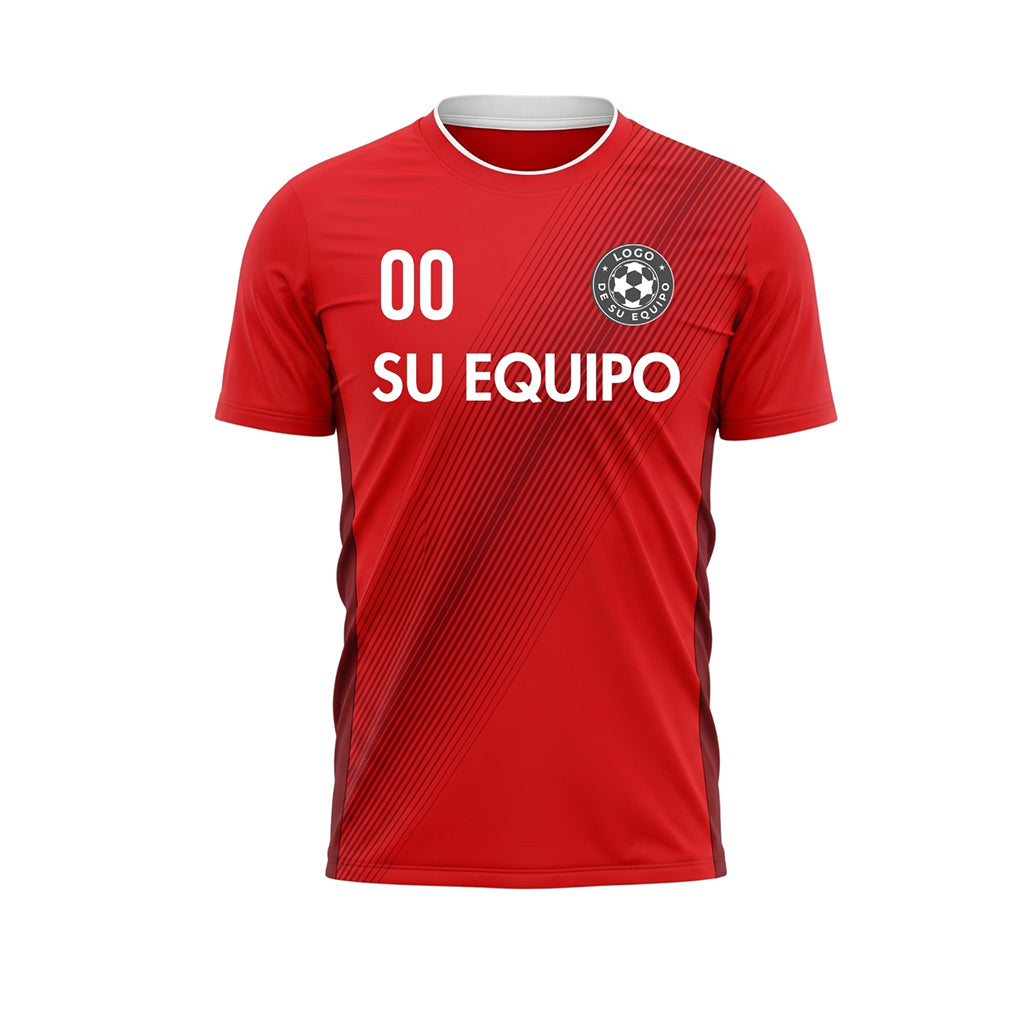 Rojo Diagonales Rayas Camiseta de Fútbol Personalizada