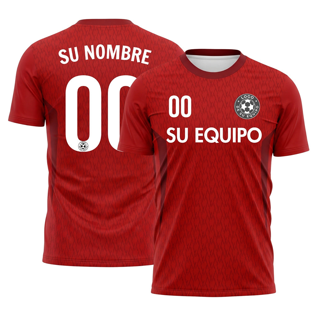 Rojo Diamante Motivo Camiseta de Fútbol Personalizada