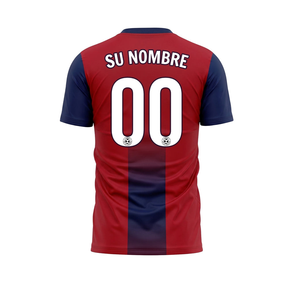 Rojo Azul Oscuro Degradado Banda Central Camiseta de Fútbol Personalizada
