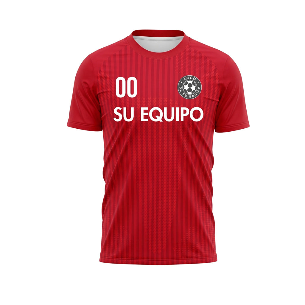 Rojo Fino Rayado Camiseta de Fútbol Personalizada