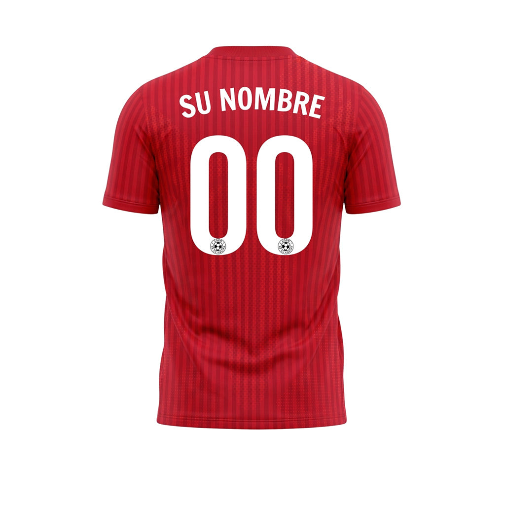 Rojo Fino Rayado Camiseta de Fútbol Personalizada
