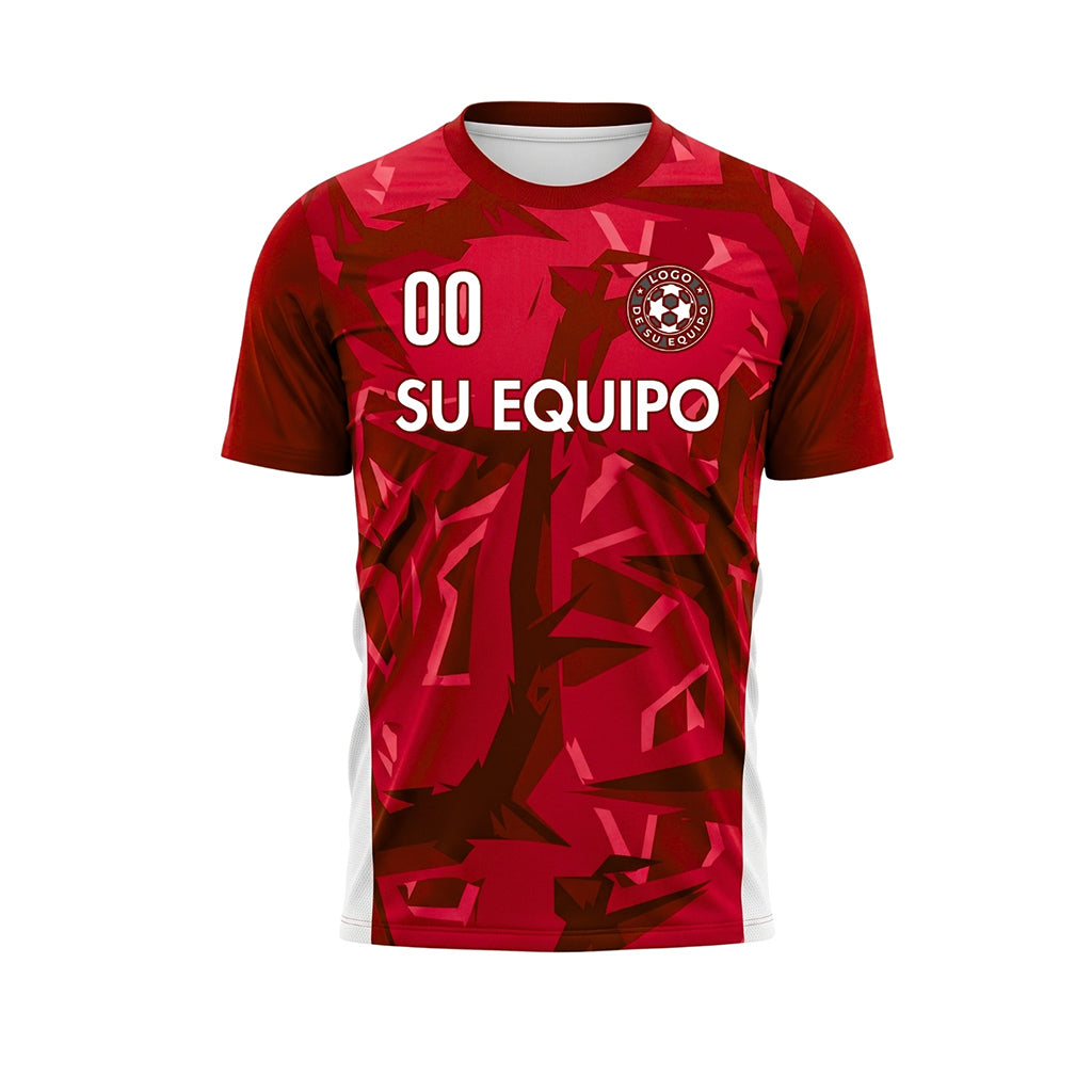 Rojo Geométrico Motivo Camiseta de Fútbol Personalizada
