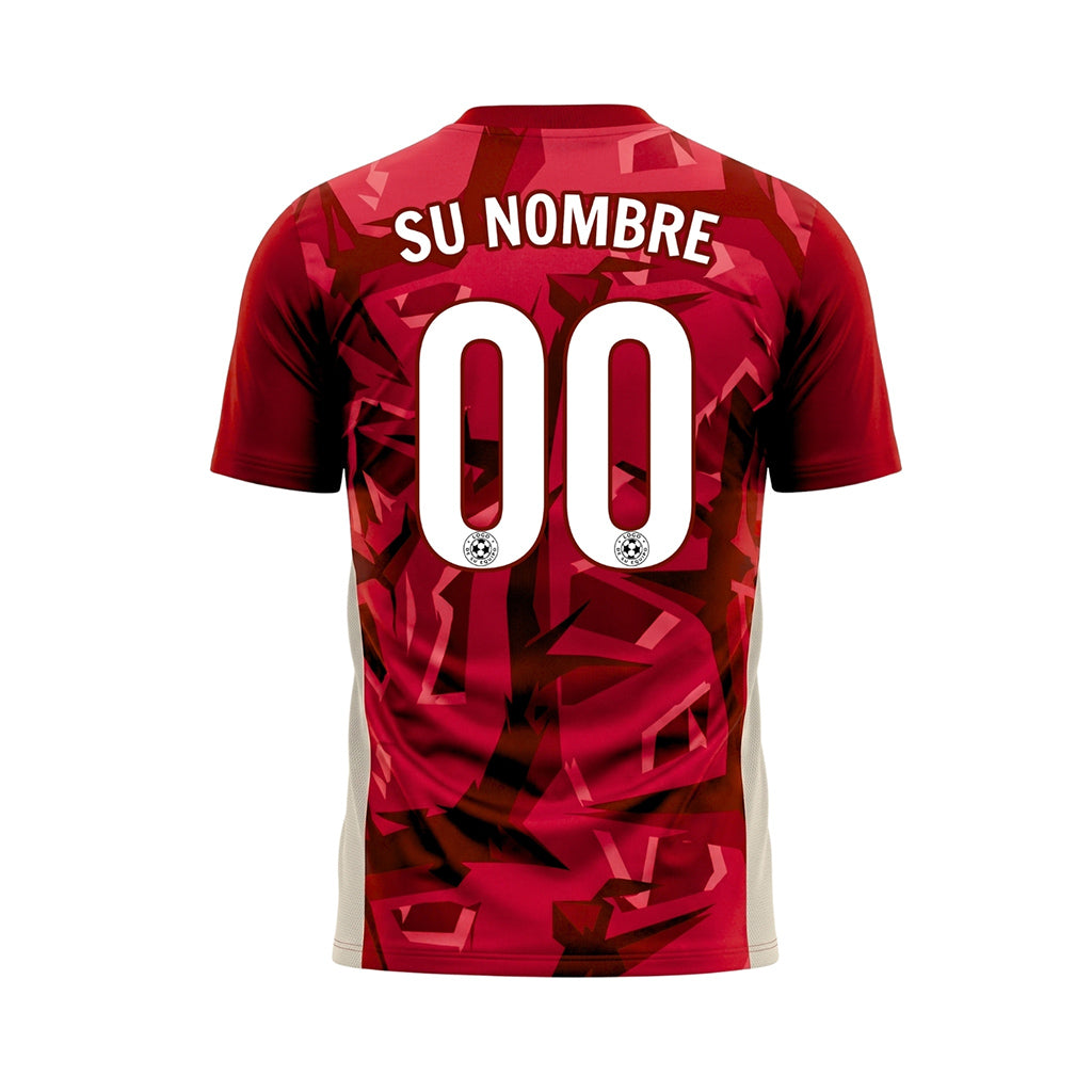 Rojo Geométrico Motivo Camiseta de Fútbol Personalizada
