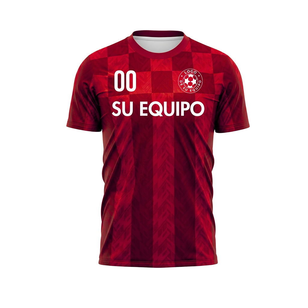 Rojo Cuadros Chevron Motivo Camiseta de Fútbol Personalizada