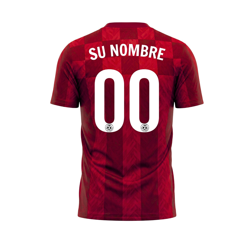 Rojo Cuadros Chevron Motivo Camiseta de Fútbol Personalizada