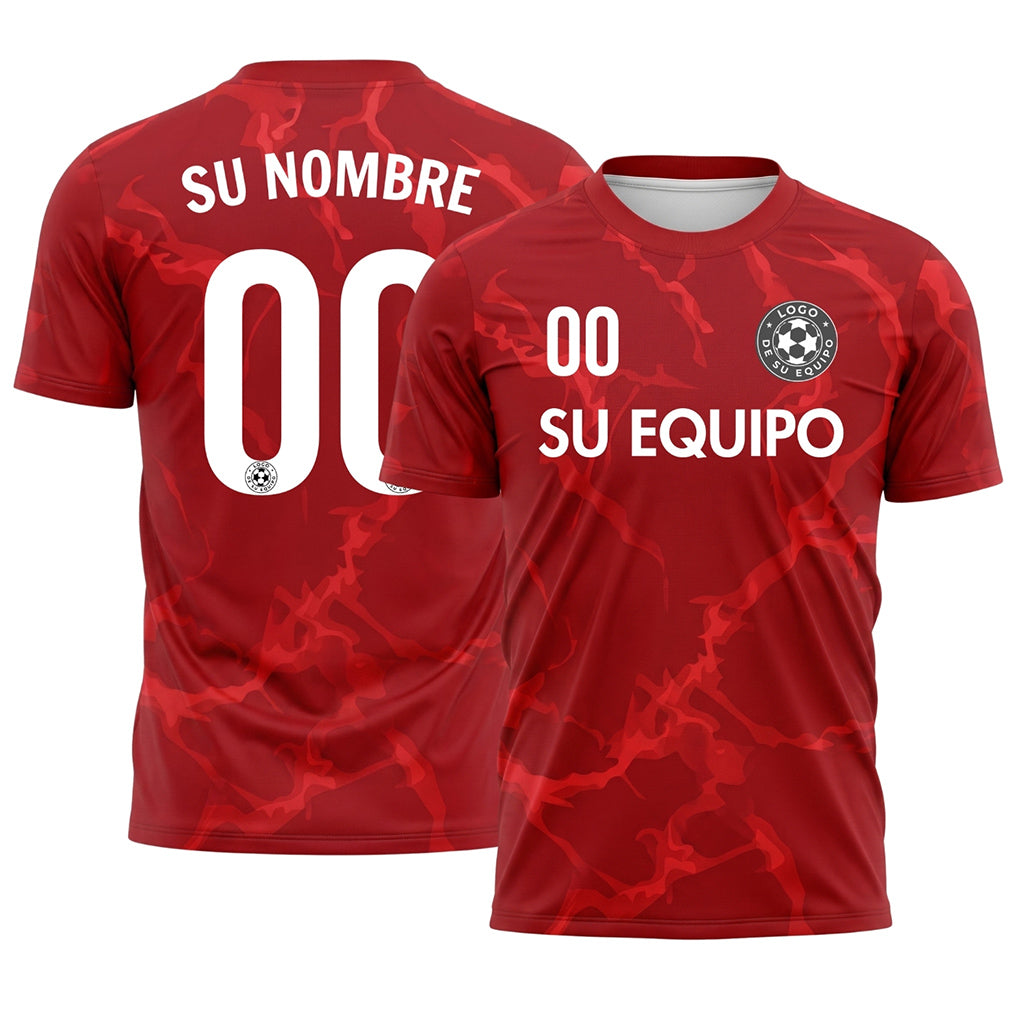 Rojo Mármol Motivo Camiseta de Fútbol Personalizada