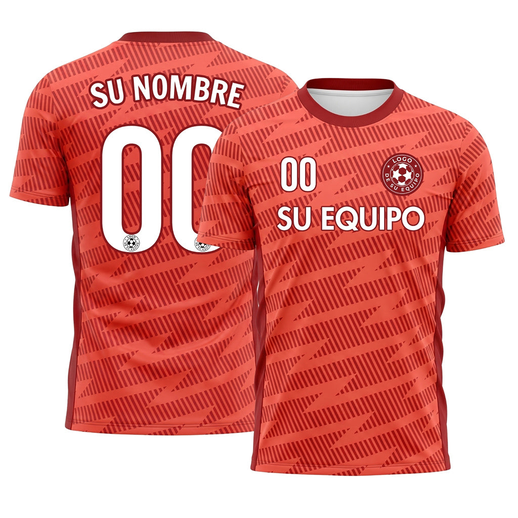 Rojo Naranja Zigzag Motivo Camiseta de Fútbol Personalizada