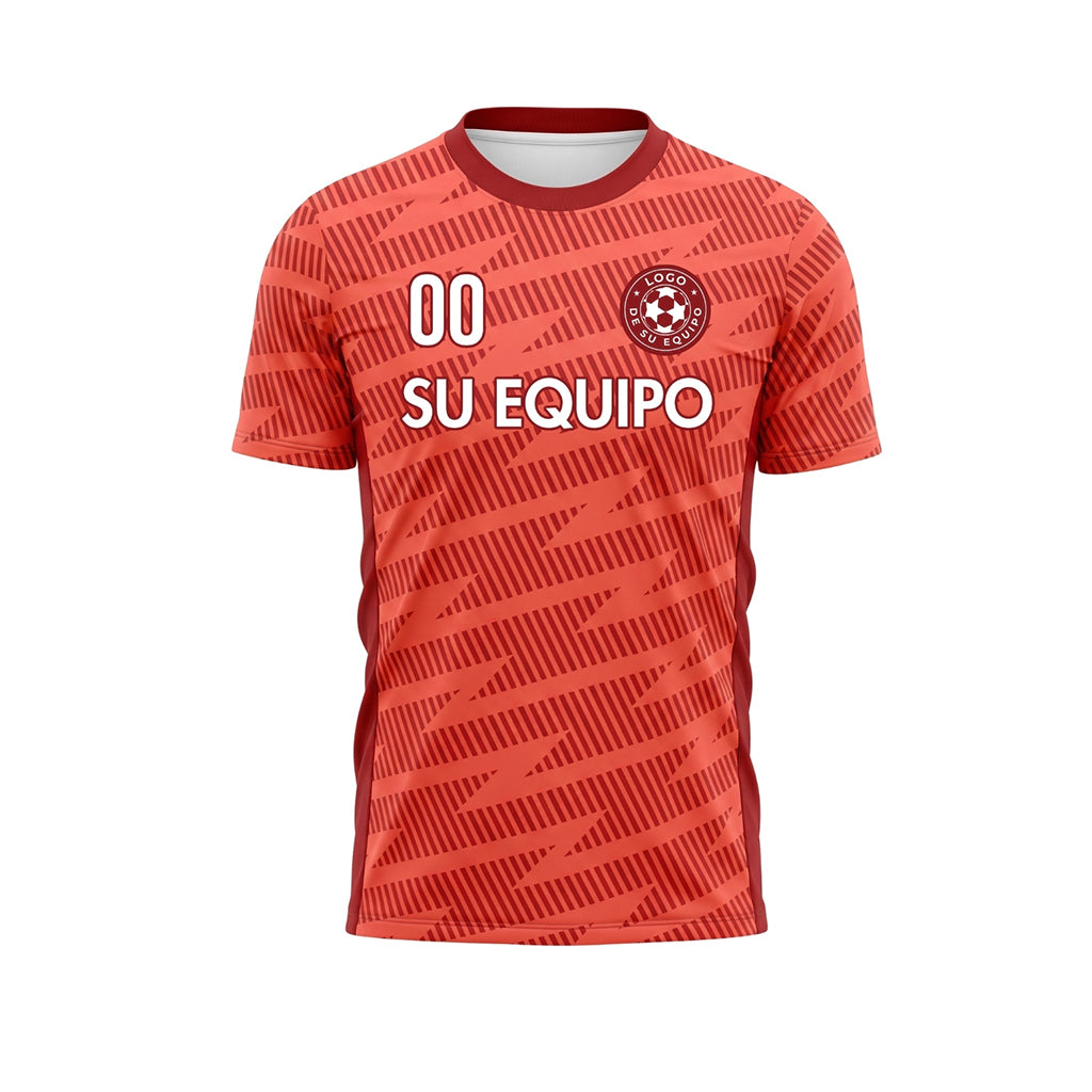 Rojo Naranja Zigzag Motivo Camiseta de Fútbol Personalizada