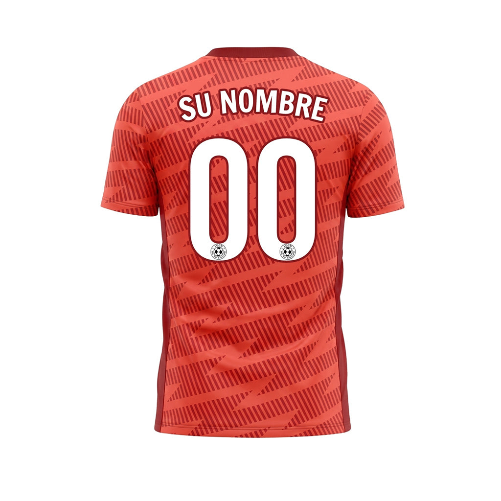 Rojo Naranja Zigzag Motivo Camiseta de Fútbol Personalizada