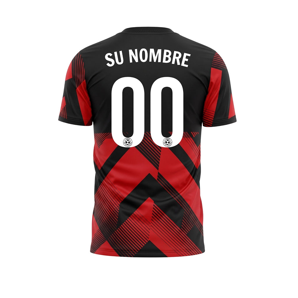 Rojo Negro Geométrico Motivo Flechas Camiseta de Fútbol Personalizada