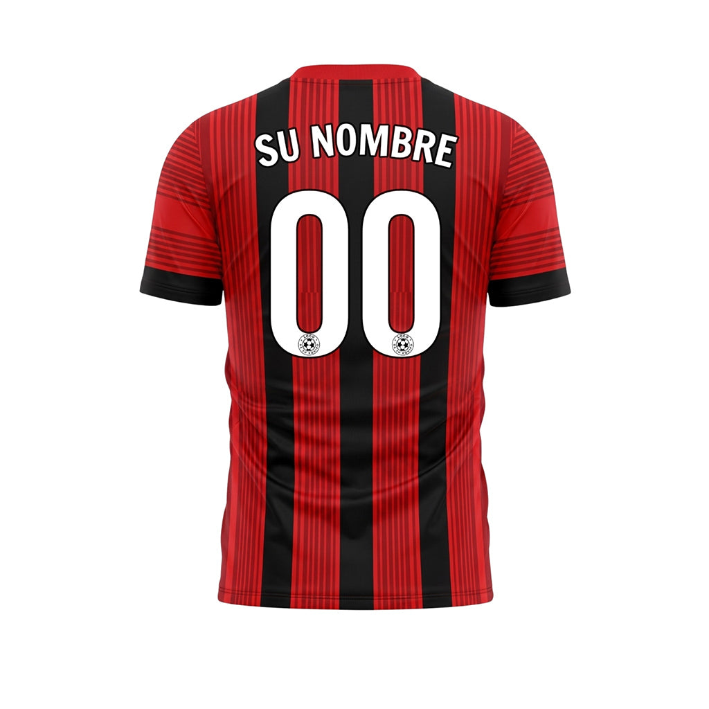 Rojo Negro Moderno Motivo Rayado Camiseta de Fútbol Personalizada