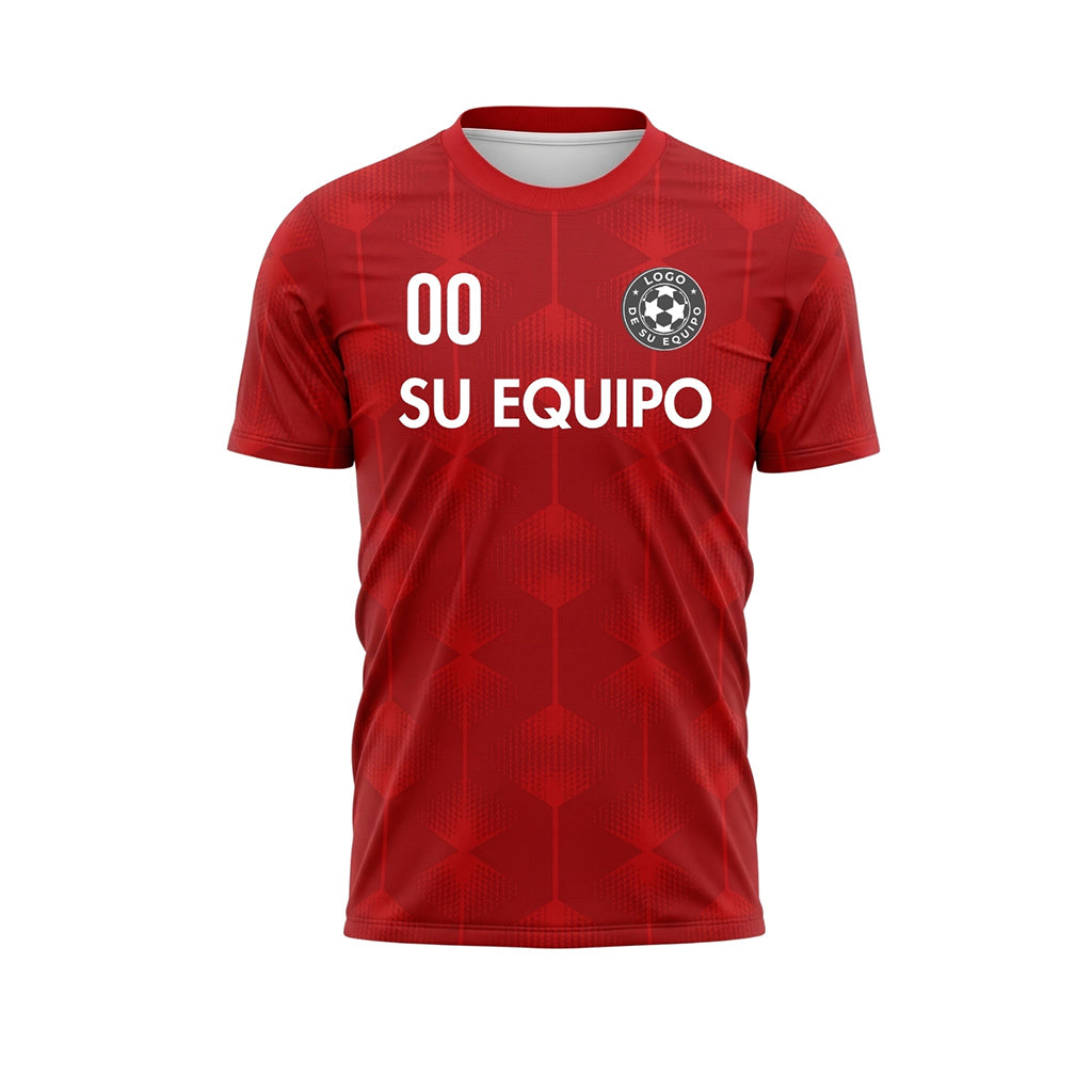 Rojo Hexágono Motivo Camiseta de Fútbol Personalizada