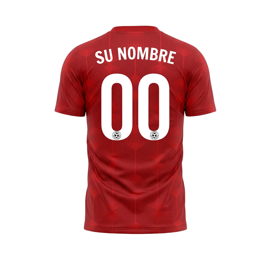 Rojo Hexágono Motivo Camiseta de Fútbol Personalizada