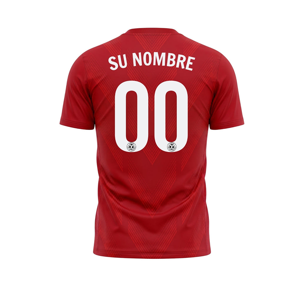 Rojo Blanco Rayas en el Pecho Chevron Camiseta de Fútbol Personalizada