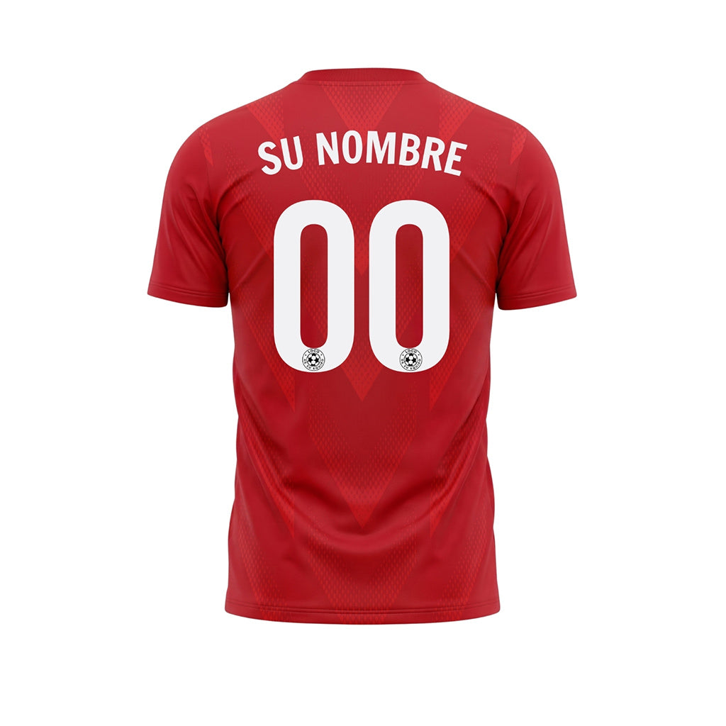 Rojo Blanco Rayas en el Pecho Motivo Flechas Camiseta de Fútbol Personalizada