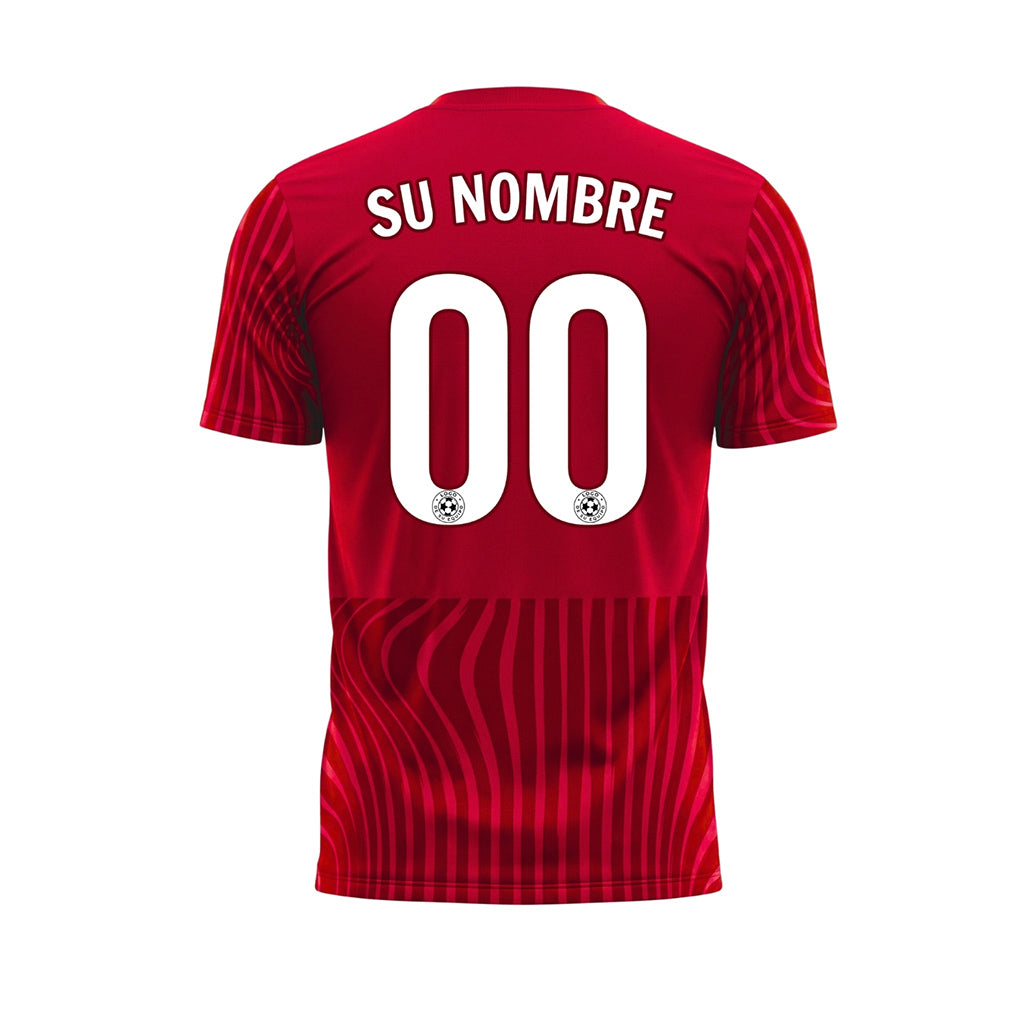 Rojo Olas Rayas Camiseta de Fútbol Personalizada