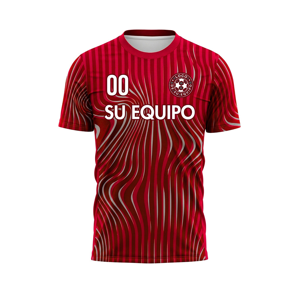 Rojo Olas Rayas Camiseta de Fútbol Personalizada