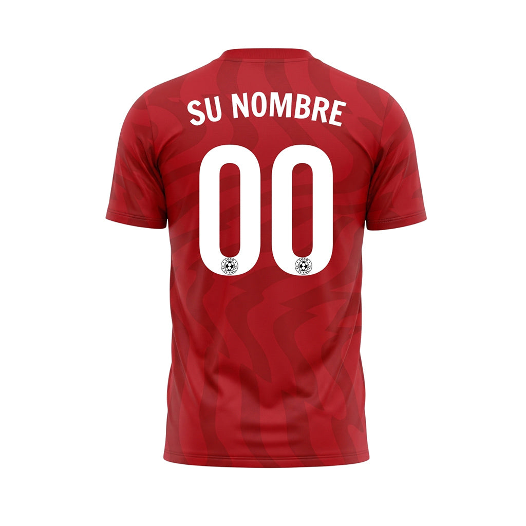 Rojo Motivo Olas Camiseta de Fútbol Personalizada