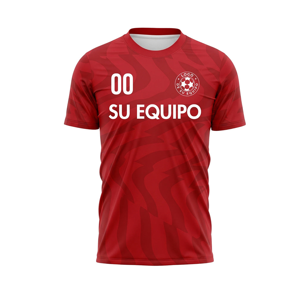 Rojo Motivo Olas Camiseta de Fútbol Personalizada