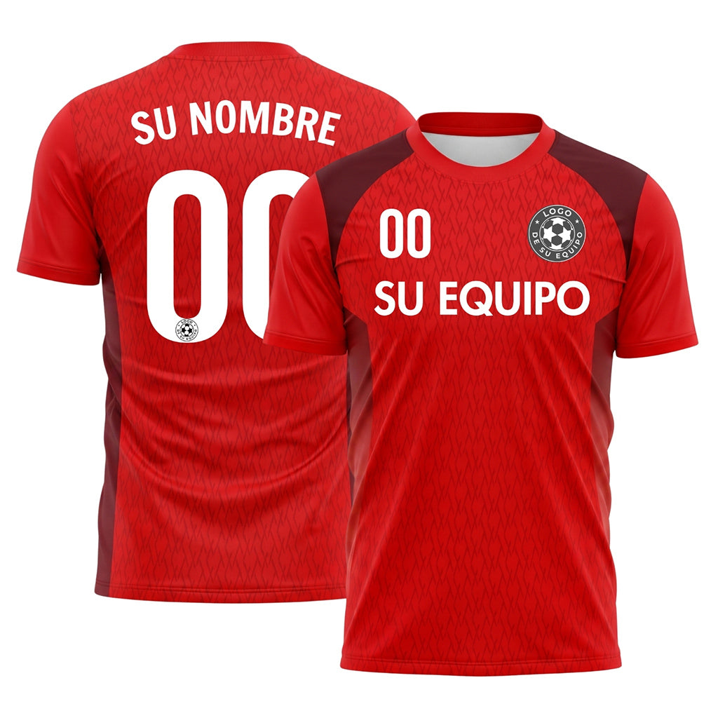 Rojo Bicolor Diamante Camiseta de Fútbol Personalizada