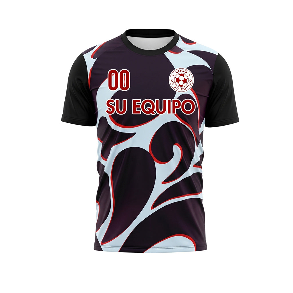 Negro Abstracto Motivo Olas Camiseta de Fútbol Personalizada