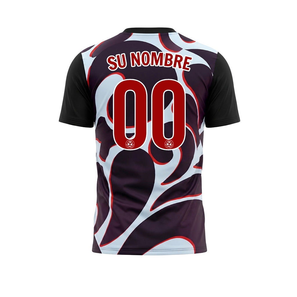 Negro Abstracto Motivo Olas Camiseta de Fútbol Personalizada