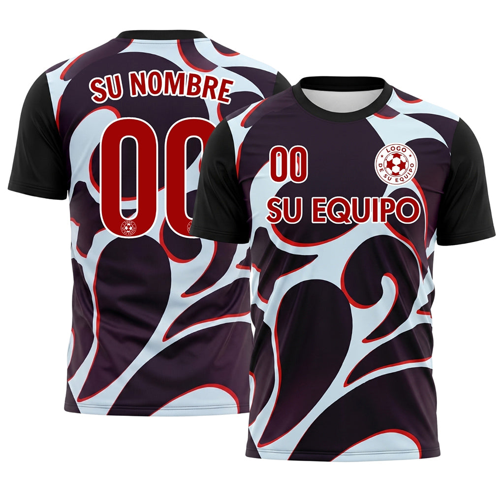Negro Abstracto Motivo Olas Camiseta de Fútbol Personalizada