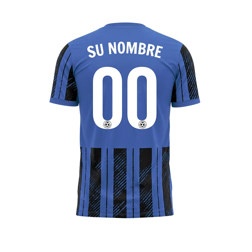 Negro Azul Moteado Diagonales Rayas Longitudinales Motivo Camiseta de Fútbol Personalizada