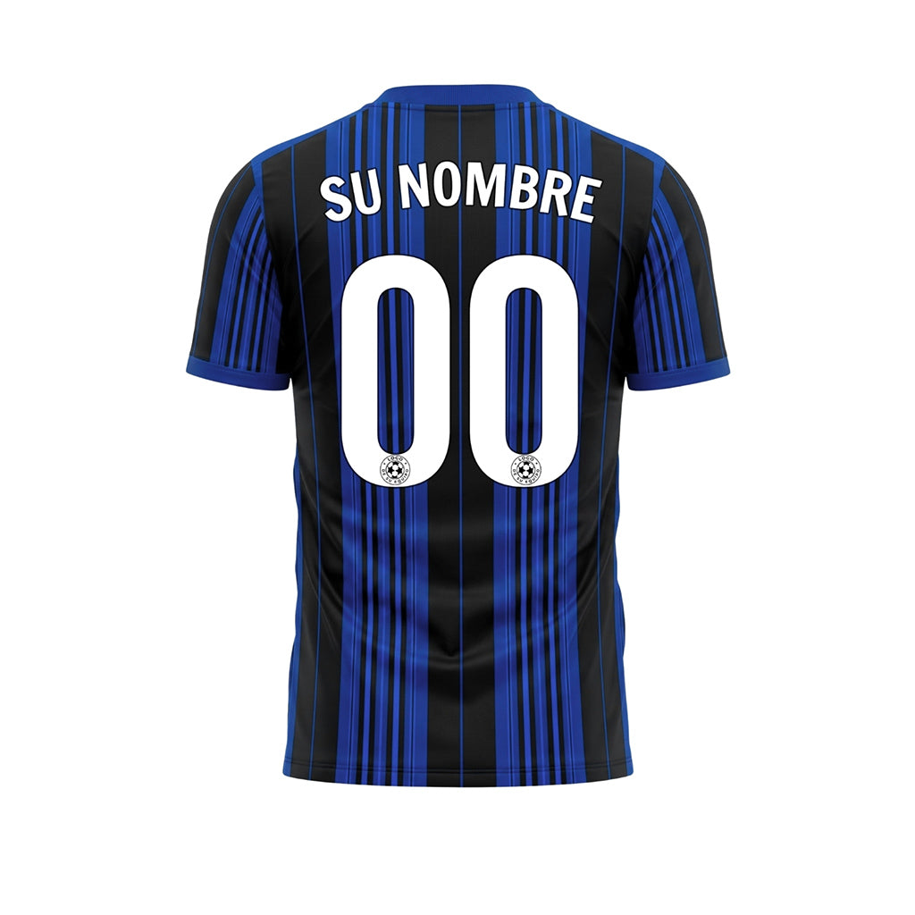 Negro Azul Rayado Camiseta de Fútbol Personalizada