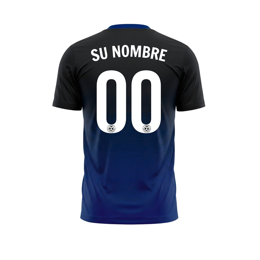 Negro Azul Semitono Degradado Camiseta de Fútbol Personalizada